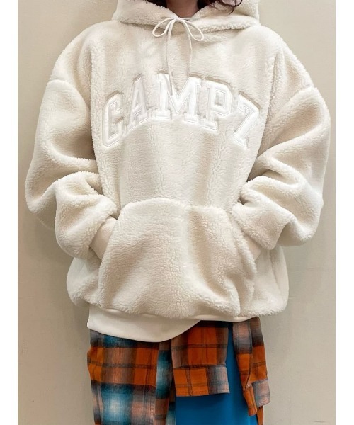 CAMP7(キャンプセブン)の「【CAMP7】ボアロゴパーカー(パーカー・レディース・オフホワイト/ブラウン・L/M)」の12枚目の写真