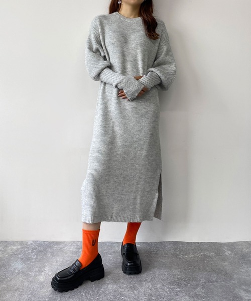 179/WG（イチナナキュウダブルジー）の「フィンガーホールニットワンピース（ワンピース・レディース・トップグレー/ブラウン/ブルー・MEDIUM）」の17枚目の写真