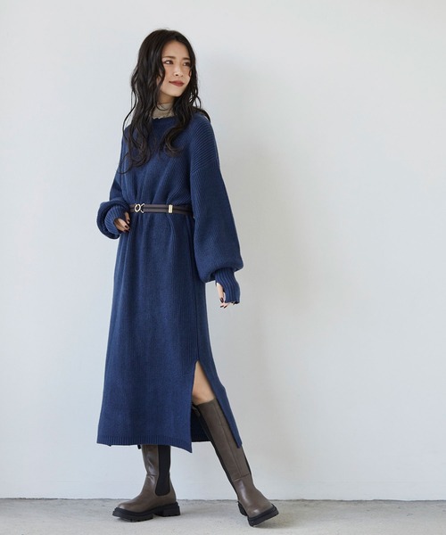 179/WG（イチナナキュウダブルジー）の「フィンガーホールニットワンピース（ワンピース・レディース・トップグレー/ブラウン/ブルー・MEDIUM）」の20枚目の写真