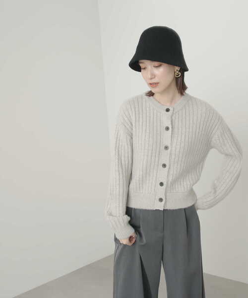 N.(N. Natural Beauty Basic)(エヌエヌナチュラルビューティーベーシック)の「【横田ひかるさん着用】◆フェザーミックスクルーカーディガン(カーディガン/ボレロ・レディース・グレー/ライトイエロー/ピンク・MEDIUM)」の17枚目の写真