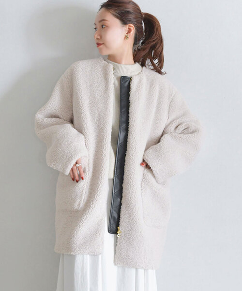 IENA（イエナ）の「ECOPELボアコート（その他アウター・レディース・ホワイト/キャメル・38/36）」の2枚目の写真