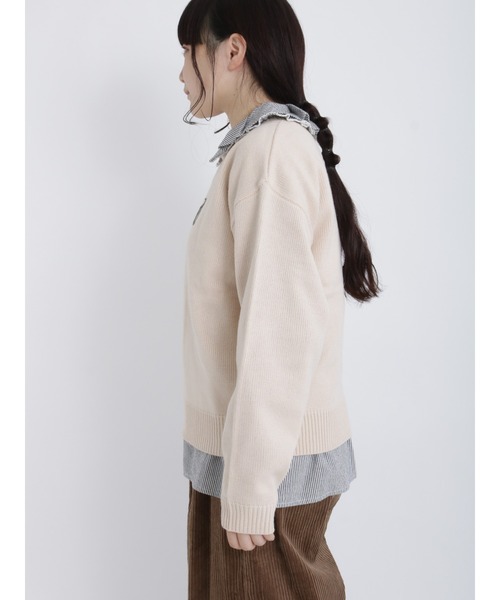 Samansa Mos2（サマンサ モスモス）の「ロゴ刺繍ニット（ニット/セーター・レディース・チャコール/ミント/オフホワイト・ﾌﾘ-）」の7枚目の写真