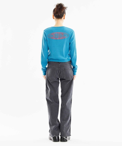 X-girl（エックスガール）の「OVAL LOGO CARDIGAN（カーディガン/ボレロ・レディース・ブルー/ブラック/ホワイト・S/M）」の8枚目の写真