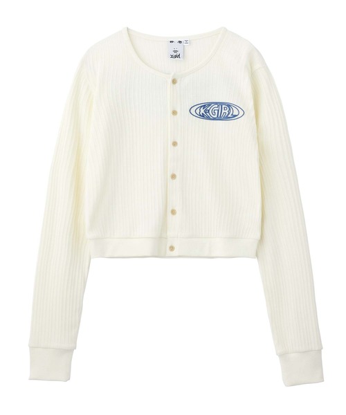 X-girl（エックスガール）の「OVAL LOGO CARDIGAN（カーディガン/ボレロ・レディース・ブルー/ブラック/ホワイト・S/M）」の10枚目の写真