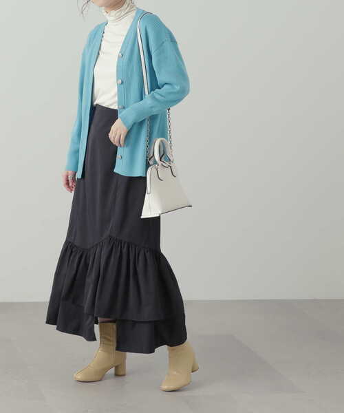 N.（N. Natural Beauty Basic）（エヌエヌナチュラルビューティーベーシック）の「◆アシンメトリーラッフルヘムスカート（スカート・レディース・ブラック/カーキ・MEDIUM）」の16枚目の写真