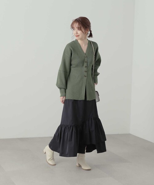 N.（N. Natural Beauty Basic）（エヌエヌナチュラルビューティーベーシック）の「◆アシンメトリーラッフルヘムスカート（スカート・レディース・ブラック/カーキ・MEDIUM）」の19枚目の写真