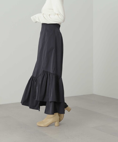N.（N. Natural Beauty Basic）（エヌエヌナチュラルビューティーベーシック）の「◆アシンメトリーラッフルヘムスカート（スカート・レディース・ブラック/カーキ・MEDIUM）」の20枚目の写真