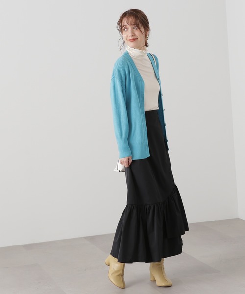 N.（N. Natural Beauty Basic）（エヌエヌナチュラルビューティーベーシック）の「◆アシンメトリーラッフルヘムスカート（スカート・レディース・ブラック/カーキ・MEDIUM）」の12枚目の写真