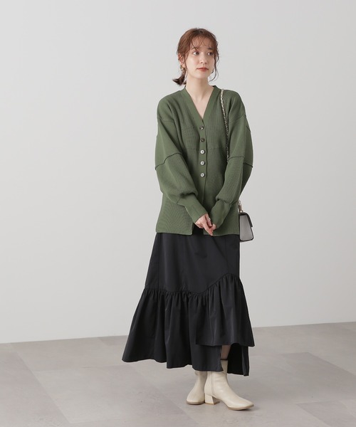 N.（N. Natural Beauty Basic）（エヌエヌナチュラルビューティーベーシック）の「◆アシンメトリーラッフルヘムスカート（スカート・レディース・ブラック/カーキ・MEDIUM）」の10枚目の写真