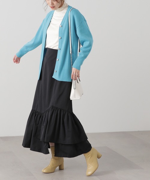 N.（N. Natural Beauty Basic）（エヌエヌナチュラルビューティーベーシック）の「◆アシンメトリーラッフルヘムスカート（スカート・レディース・ブラック/カーキ・MEDIUM）」の14枚目の写真