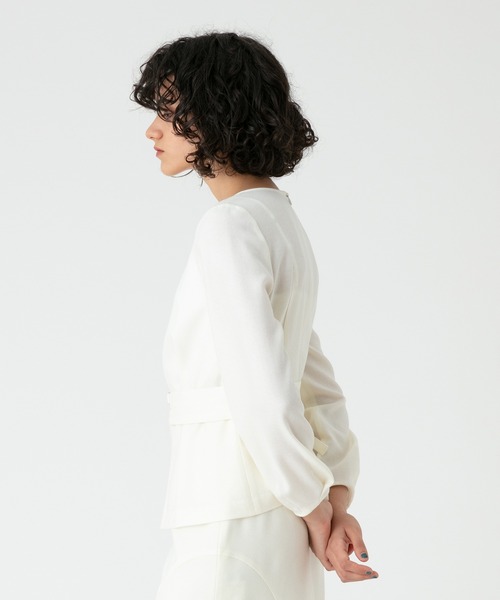 allureville(アルアバイル)の「Wジョーゼットカマーベルトブラウス(シャツ/ブラウス・レディース・グレー系その他/オフホワイト/サックスブルー・2)」の16枚目の写真