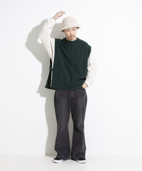 GLOSTER（グロスター）の「【GLOSTER/グロスター】クロシェかぎ編み クロシェハット ニットハット バケット（ハット・メンズ・アイボリー/ブラック・FREE）」の3枚目の写真