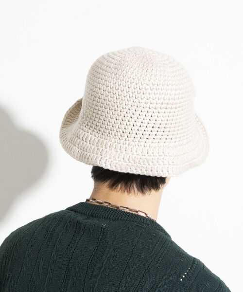 GLOSTER（グロスター）の「【GLOSTER/グロスター】クロシェかぎ編み クロシェハット ニットハット バケット（ハット・メンズ・アイボリー/ブラック・FREE）」の5枚目の写真