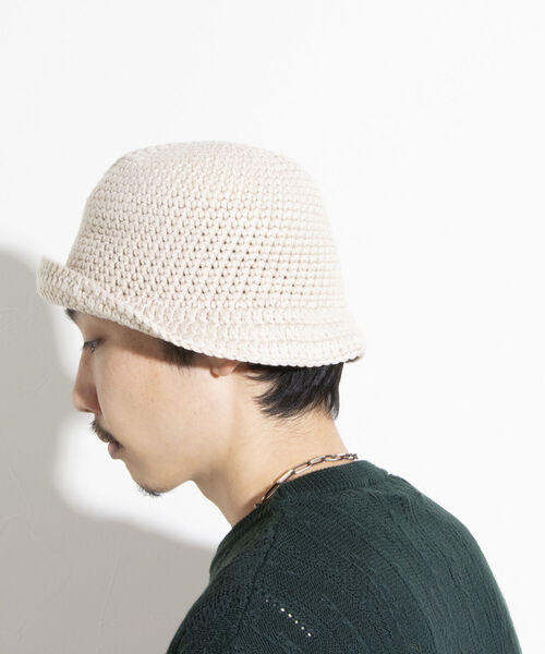 GLOSTER（グロスター）の「【GLOSTER/グロスター】クロシェかぎ編み クロシェハット ニットハット バケット（ハット・メンズ・アイボリー/ブラック・FREE）」の7枚目の写真