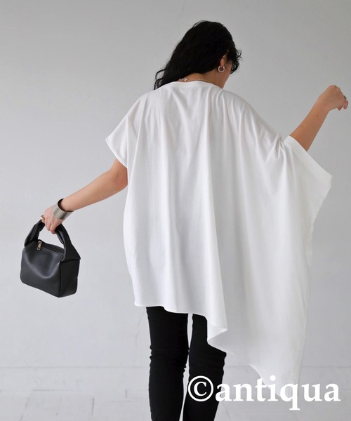 antiqua(アンティカ)の「綿100%アシンメトリートップス(Tシャツ/カットソー・レディース・ダークグレー/ブラック/オフホワイト・FREE)」の11枚目の写真