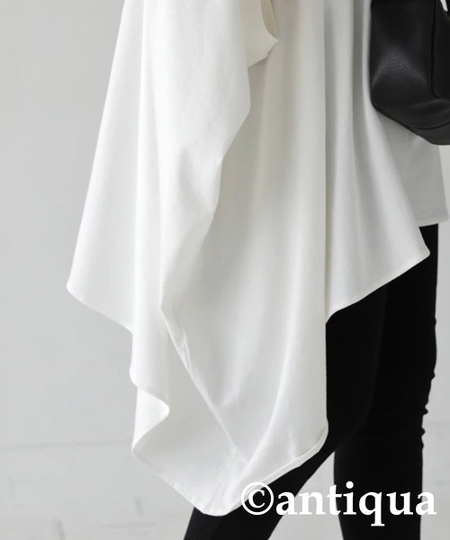 antiqua(アンティカ)の「綿100%アシンメトリートップス(Tシャツ/カットソー・レディース・ダークグレー/ブラック/オフホワイト・FREE)」の9枚目の写真