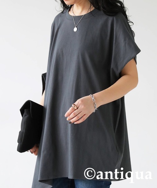 antiqua(アンティカ)の「綿100%アシンメトリートップス(Tシャツ/カットソー・レディース・ダークグレー/ブラック/オフホワイト・FREE)」の22枚目の写真