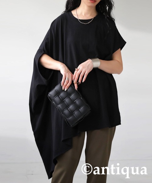 antiqua(アンティカ)の「綿100%アシンメトリートップス(Tシャツ/カットソー・レディース・ダークグレー/ブラック/オフホワイト・FREE)」の13枚目の写真