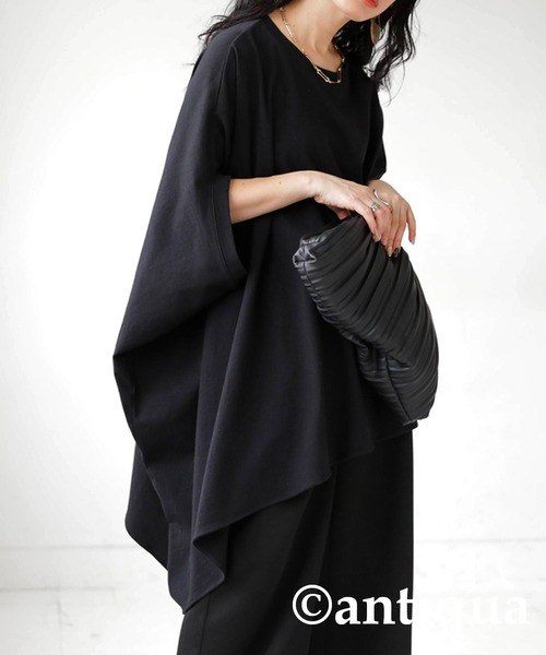 antiqua(アンティカ)の「綿100%アシンメトリートップス(Tシャツ/カットソー・レディース・ダークグレー/ブラック/オフホワイト・FREE)」の17枚目の写真
