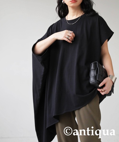 antiqua(アンティカ)の「綿100%アシンメトリートップス(Tシャツ/カットソー・レディース・ダークグレー/ブラック/オフホワイト・FREE)」の15枚目の写真