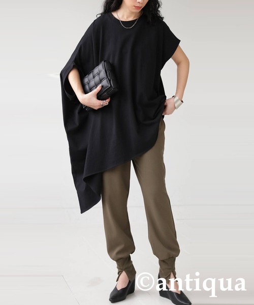 antiqua(アンティカ)の「綿100%アシンメトリートップス(Tシャツ/カットソー・レディース・ダークグレー/ブラック/オフホワイト・FREE)」の14枚目の写真