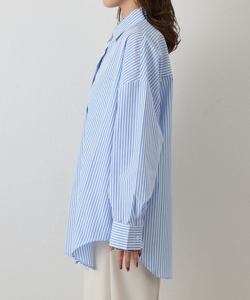 COLONY 2139（コロニートゥーワンスリーナイン）の「WEB/一部店舗限定　TCブロードビッグストライプシャツ（シャツ/ブラウス・レディース・グリーン/サックスブルー/ネイビー・FREE）」の11枚目の写真