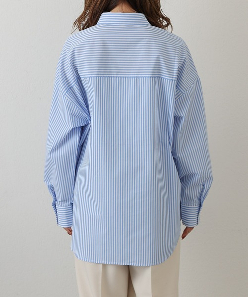 COLONY 2139（コロニートゥーワンスリーナイン）の「WEB/一部店舗限定　TCブロードビッグストライプシャツ（シャツ/ブラウス・レディース・グリーン/サックスブルー/ネイビー・FREE）」の10枚目の写真