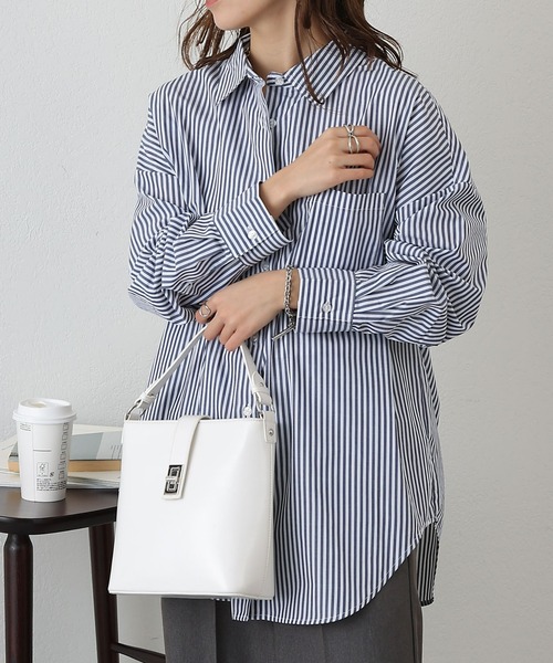 COLONY 2139（コロニートゥーワンスリーナイン）の「WEB/一部店舗限定　TCブロードビッグストライプシャツ（シャツ/ブラウス・レディース・グリーン/サックスブルー/ネイビー・FREE）」の18枚目の写真