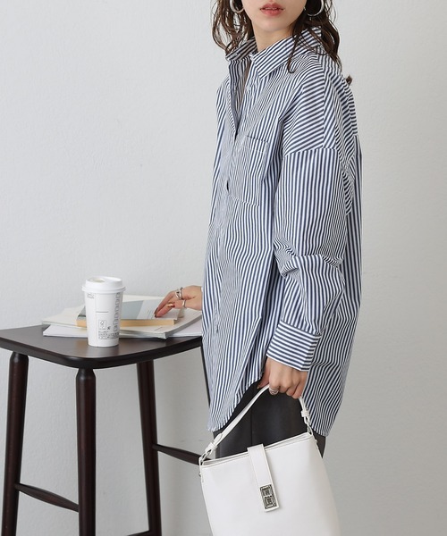 COLONY 2139（コロニートゥーワンスリーナイン）の「WEB/一部店舗限定　TCブロードビッグストライプシャツ（シャツ/ブラウス・レディース・グリーン/サックスブルー/ネイビー・FREE）」の19枚目の写真