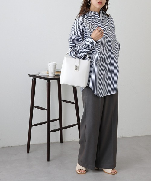 COLONY 2139（コロニートゥーワンスリーナイン）の「WEB/一部店舗限定　TCブロードビッグストライプシャツ（シャツ/ブラウス・レディース・グリーン/サックスブルー/ネイビー・FREE）」の20枚目の写真