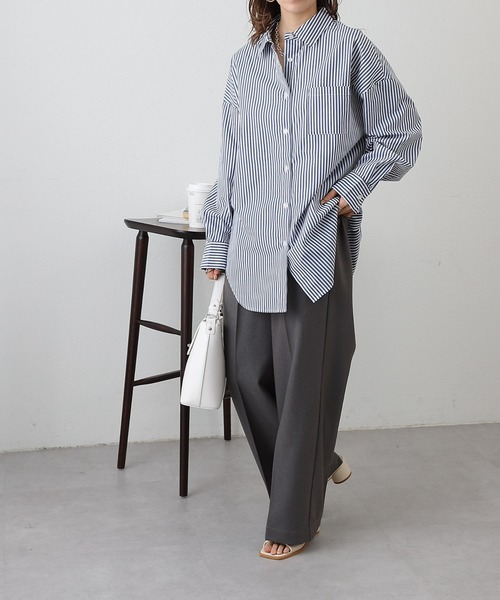 COLONY 2139（コロニートゥーワンスリーナイン）の「WEB/一部店舗限定　TCブロードビッグストライプシャツ（シャツ/ブラウス・レディース・グリーン/サックスブルー/ネイビー・FREE）」の22枚目の写真