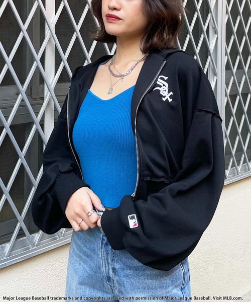 パーカー 「MLB」ロゴ刺繍コンパクトZIPパーカー レディース MLB】ロゴ刺繍コンパクトZIPパーカー BACK TO THE FIELD