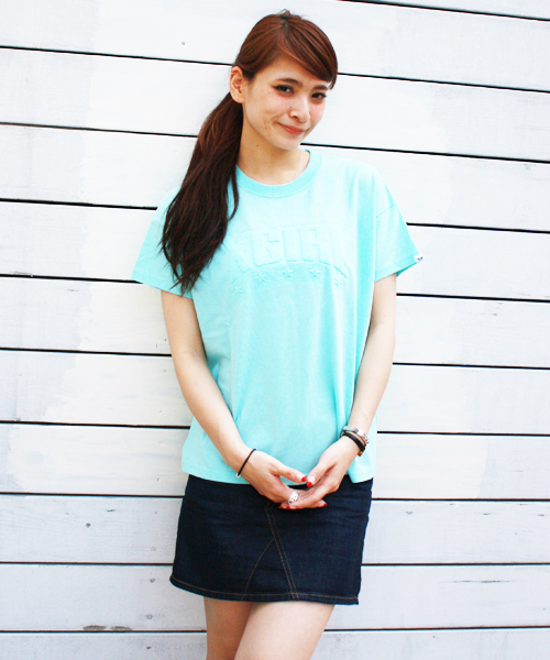 X-girl（エックスガール）の「EMBOSS S/S BIG TEE（Tシャツ/カットソー・レディース・ホワイト/ブラック/ライトグリーン・2/1）」の3枚目の写真