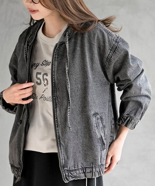 rps（アールピーエス）の「フード付きデニムジャケット（デニムジャケット・レディース・ネイビー/ブルー/アイボリー/ブラック・フリー）」の3枚目の写真