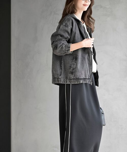 rps（アールピーエス）の「フード付きデニムジャケット（デニムジャケット・レディース・ネイビー/ブルー/アイボリー/ブラック・フリー）」の8枚目の写真