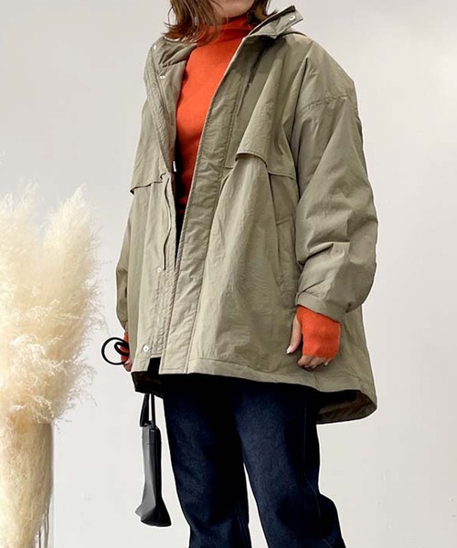 STYLEBLOCK（スタイルブロック）の「ワッシャ―タフタ中綿コート（ダウンジャケット/コート・レディース・ブルー/ブラック/アイボリー/カーキ・FREE）」の3枚目の写真