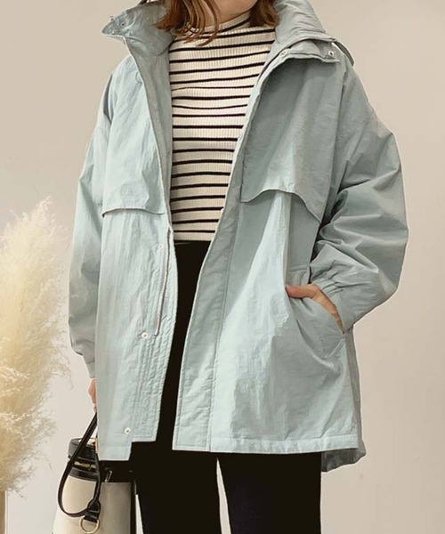 STYLEBLOCK（スタイルブロック）の「ワッシャ―タフタ中綿コート（ダウンジャケット/コート・レディース・ブルー/ブラック/アイボリー/カーキ・FREE）」の4枚目の写真