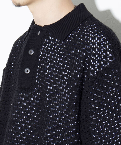 GLOSTER（グロスター）の「【GLOSTER/グロスター】透かし編みニットポロ クロシェ編み ポロ ニットポロ ポロシャツ（ポロシャツ・メンズ・ブラック/ライトグリーン/キャメル・M/L）」の14枚目の写真