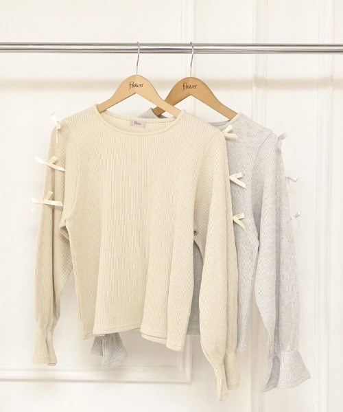 flower（フラワー）の「トウィンクルリボントップ（Tシャツ/カットソー・レディース・イエロー/グレー・FREE）」の3枚目の写真