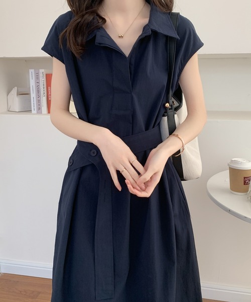 ABITOKYO(アビトーキョー)の「ウエストマークフレンチスリーブワンピース(ワンピース・レディース・ベージュ/ネイビー/ピンク/ブルー・FREE)」の13枚目の写真
