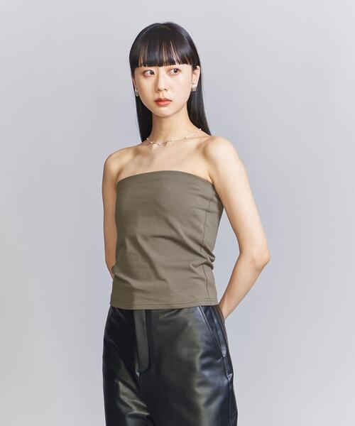 BEAUTY&YOUTH UNITED ARROWS（ビューティーアンドユースユナイテッドアローズ）の「コットンブレンド 天竺 ブラカップ ビスチェ（チューブトップ・レディース・ブラック/ターコイズブルー/オリーブ/その他7・FREE）」の2枚目の写真