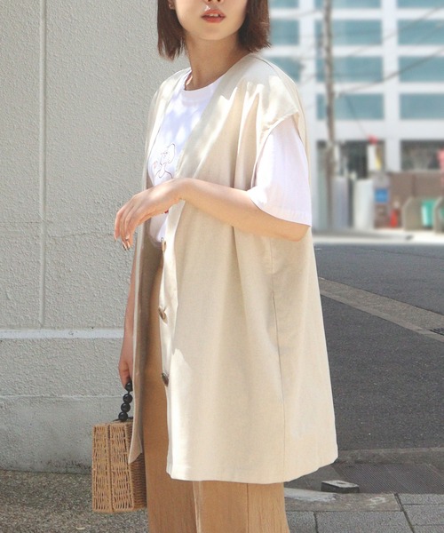 Isn't She?(イズントシー)の「リネンミックスノーカラージレ(ベスト・レディース・キャメル/アイボリー・FREE)」の8枚目の写真