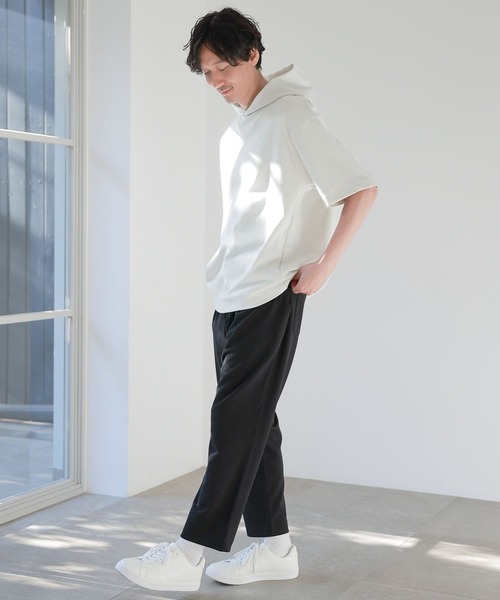 GLOBAL WORK(グローバルワーク)の「ライトクッションCOOLパーカー/半袖/163731(パーカー・メンズ・ライトグレー/ホワイト系その他2/グリーン・MEDIUM/SMALL/X-LARGE/LARGE)」の5枚目の写真