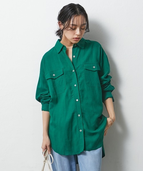 CHIC STYLE(シックスタイル)の「<大きいサイズ>レーヨン麻チュニックシャツ シックスタイル(シャツ/ブラウス・レディース・モカ/グリーン/ネイビー・LL/L/3L/4L/5L)」の22枚目の写真
