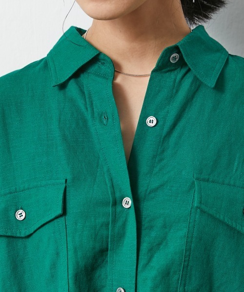 CHIC STYLE(シックスタイル)の「<大きいサイズ>レーヨン麻チュニックシャツ シックスタイル(シャツ/ブラウス・レディース・モカ/グリーン/ネイビー・LL/L/3L/4L/5L)」の15枚目の写真