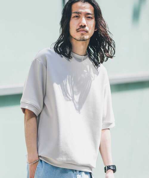URBAN RESEARCH Sonny Label（アーバンリサーチサニーレーベル）の「シルキーダンボールニットTシャツ（Tシャツ/カットソー・メンズ・グリーン/ネイビー/チャコールグレー/ブルー/オフホワイト/ベージュ系その他・LARGE/MEDIUM）」の3枚目の写真