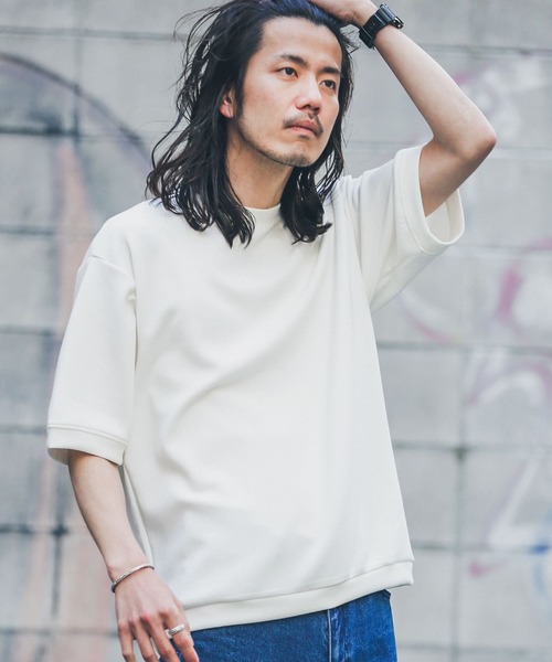 URBAN RESEARCH Sonny Label（アーバンリサーチサニーレーベル）の「シルキーダンボールニットTシャツ（Tシャツ/カットソー・メンズ・グリーン/ネイビー/チャコールグレー/ブルー/オフホワイト/ベージュ系その他・LARGE/MEDIUM）」の7枚目の写真