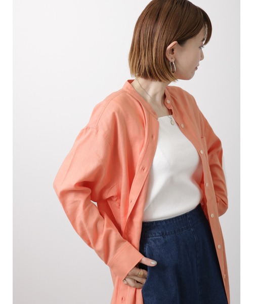 Lugnoncure（ルノンキュール）の「麻混長袖シャツ（シャツ/ブラウス・レディース・オレンジ/ブルー/オフホワイト/ブラック/ホワイト・ﾌﾘ-）」の5枚目の写真