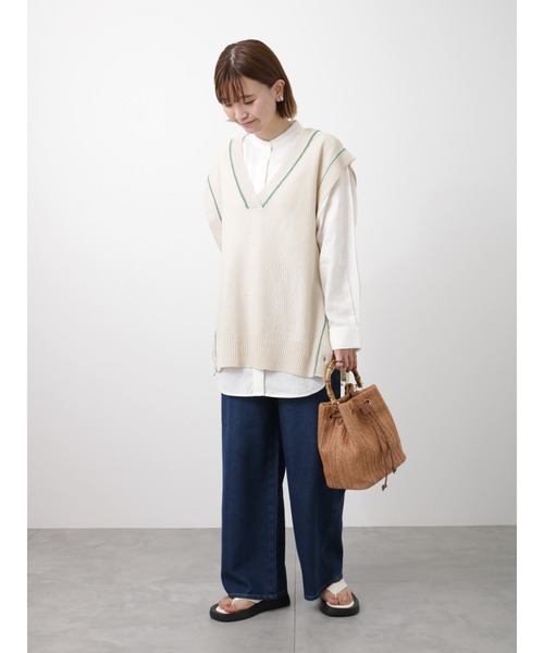 Lugnoncure（ルノンキュール）の「麻混長袖シャツ（シャツ/ブラウス・レディース・オレンジ/ブルー/オフホワイト/ブラック/ホワイト・ﾌﾘ-）」の14枚目の写真