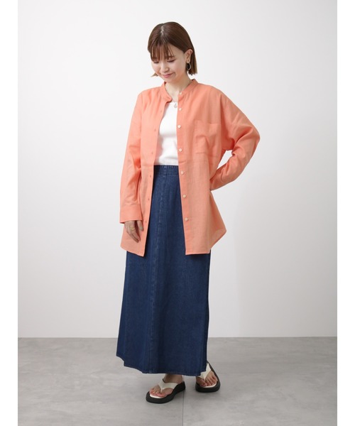 Lugnoncure（ルノンキュール）の「麻混長袖シャツ（シャツ/ブラウス・レディース・オレンジ/ブルー/オフホワイト/ブラック/ホワイト・ﾌﾘ-）」の18枚目の写真